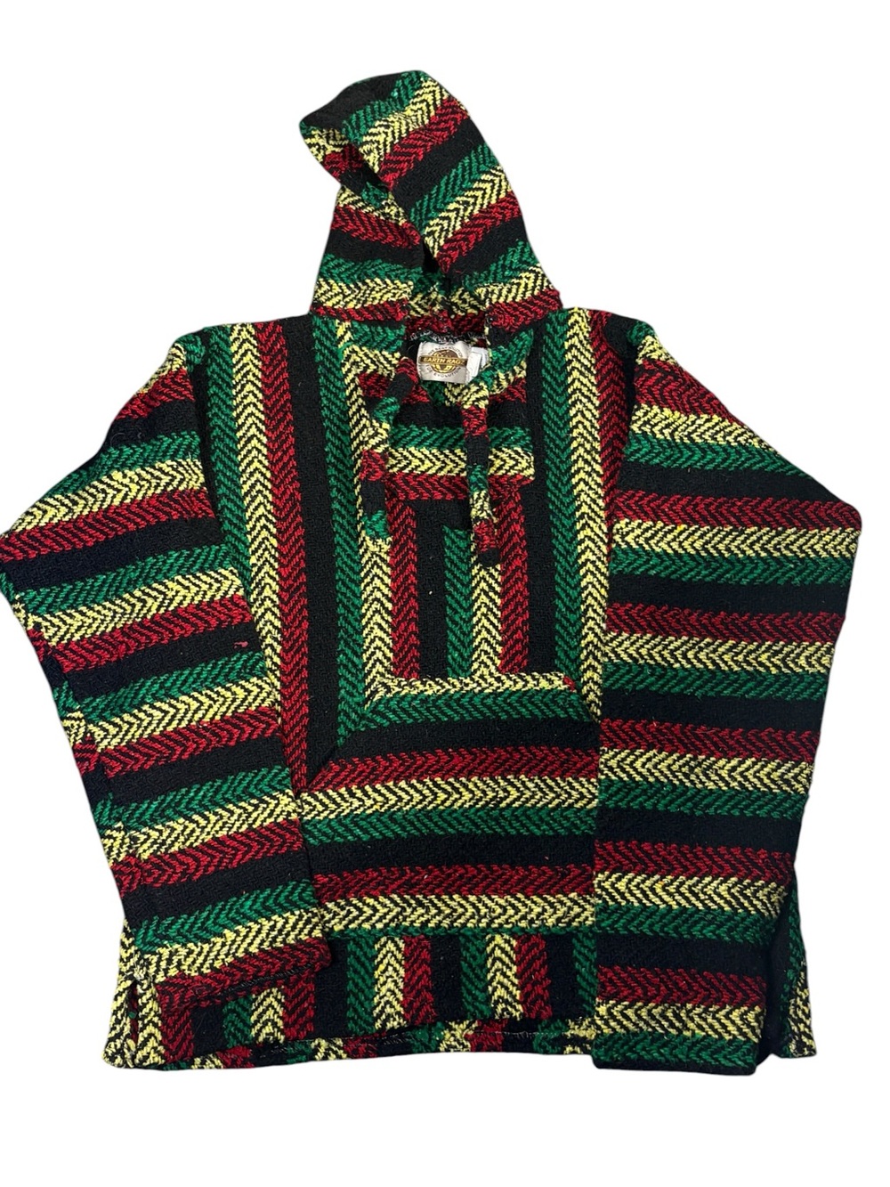 Earth Ragz Baja Hoodie Pullover Mexican Blanket Rasta Stripe Hooded